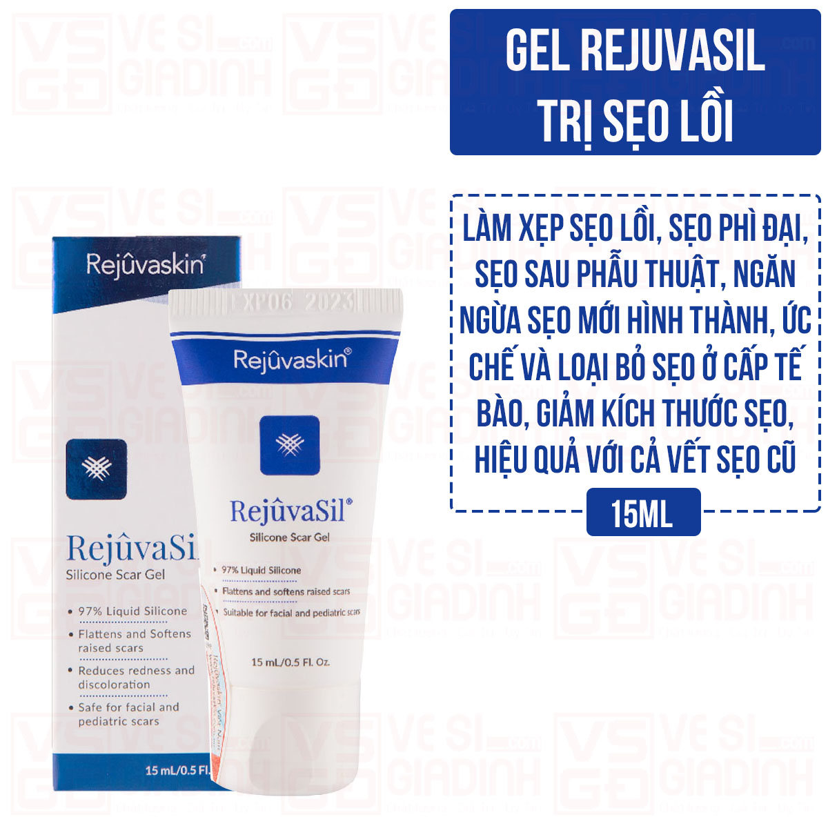 Gel Ngăn Ngừa Và Trị Sẹo Lồi, Sẹo Phì Đại Scar Heal Rejuvasil 15ml