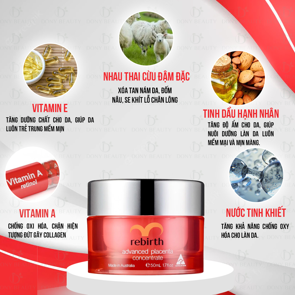 Thành phần từ thiên nhiên của Kem trị nám nhau thai cừu đậm đặc Rebirth
