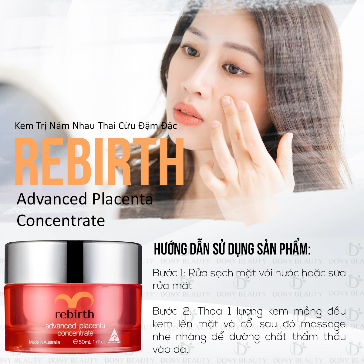 hướng dẫn sử dụng kem nhau thai cừu đặc trị nám Rebirth