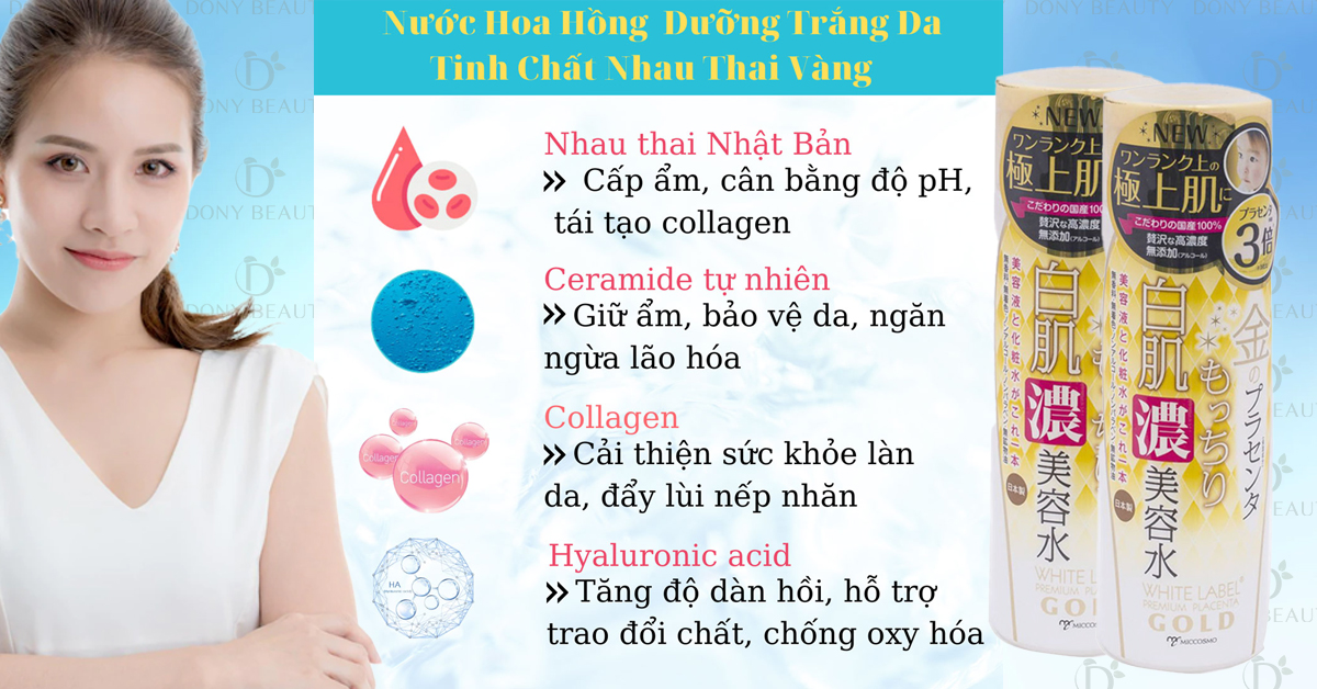 Nước Hoa Hồng Dạng Essence Đậm Đặc Nhau Thai Và Collagen Dưỡng Da Trắng Mịn White Label
