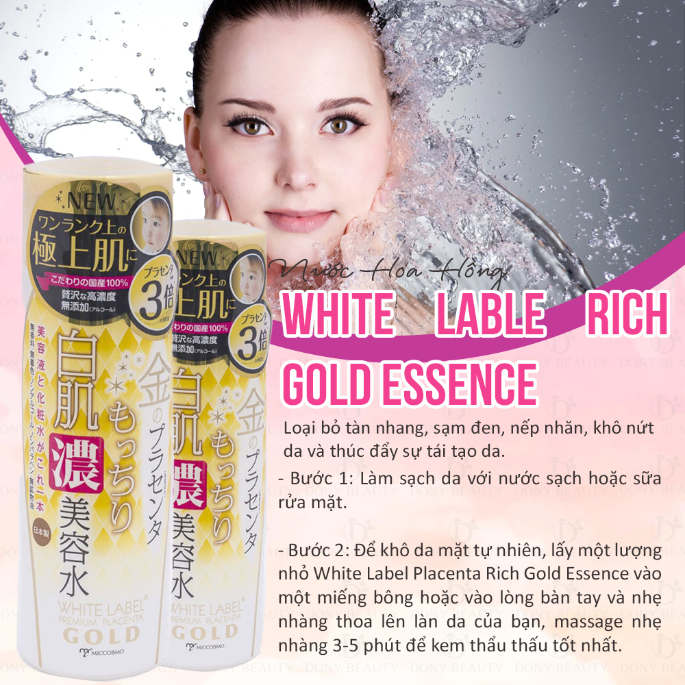 hướng dẫn sử dụng Nước Hoa Hồng Dạng Essence Đậm Đặc Nhau Thai Và Collagen Dưỡng Da Trắng Mịn White Label