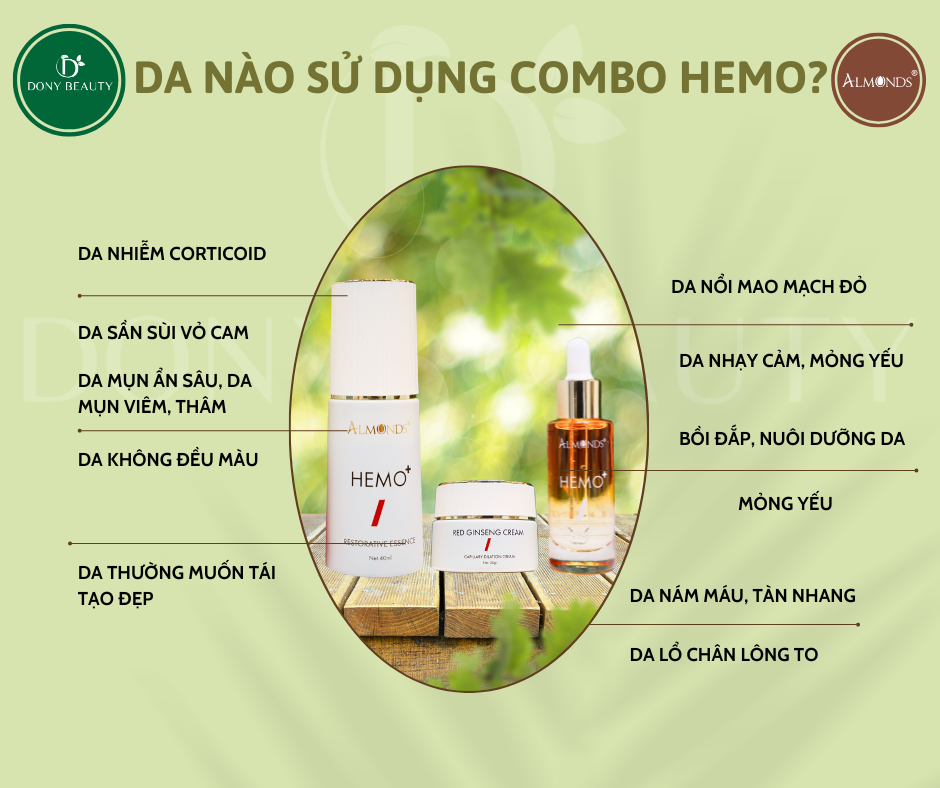 Da nào sử dụng được combo hemo