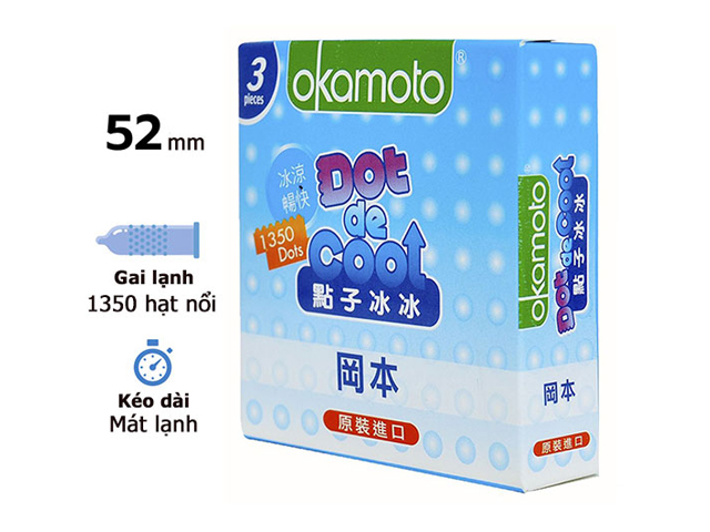 bao cao su okamoto dot de cool 3 chiếc