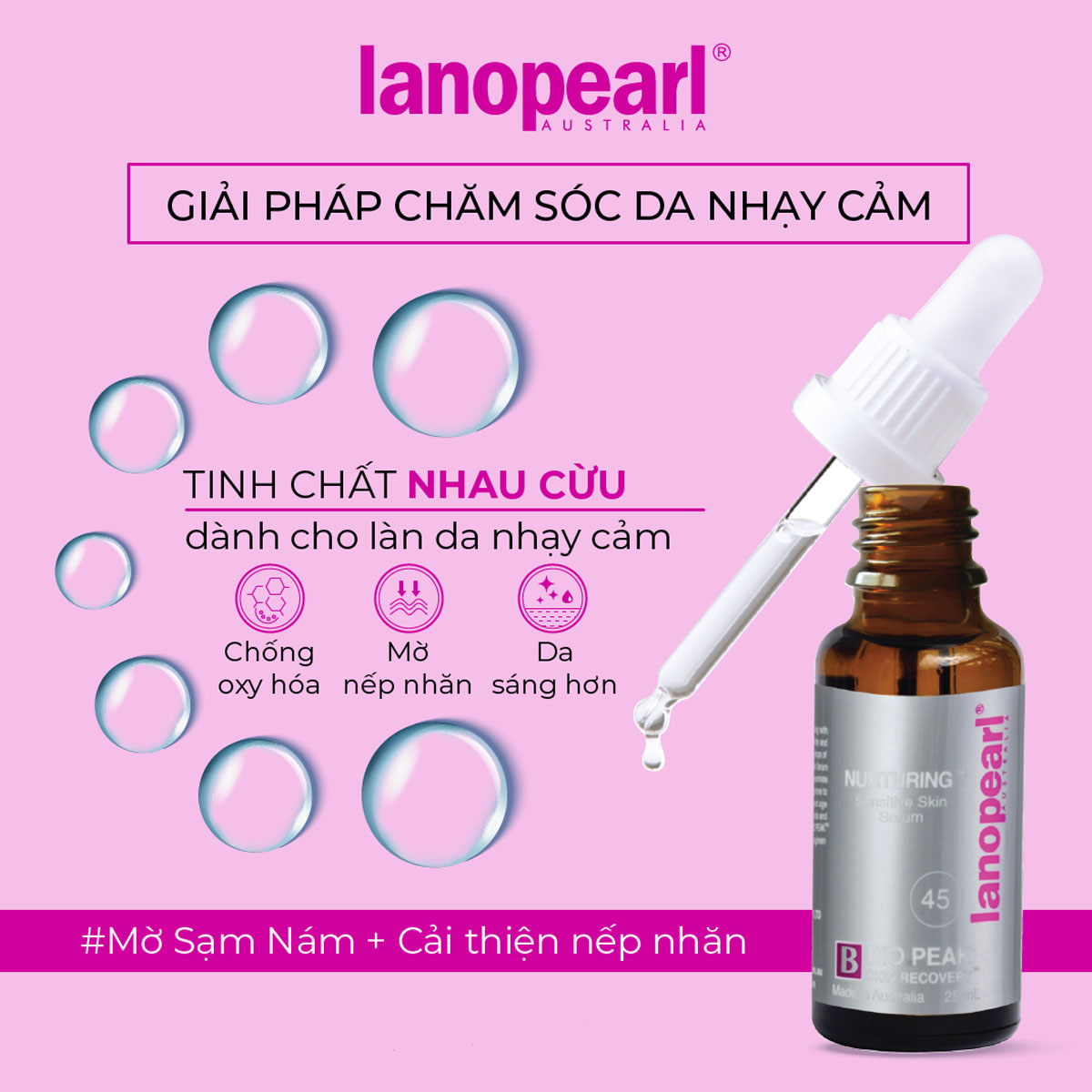 Serum Giảm Nếp Nhăn Mờ Vết Thâm Nám Cho Da Nhạy Cảm Lanopearl