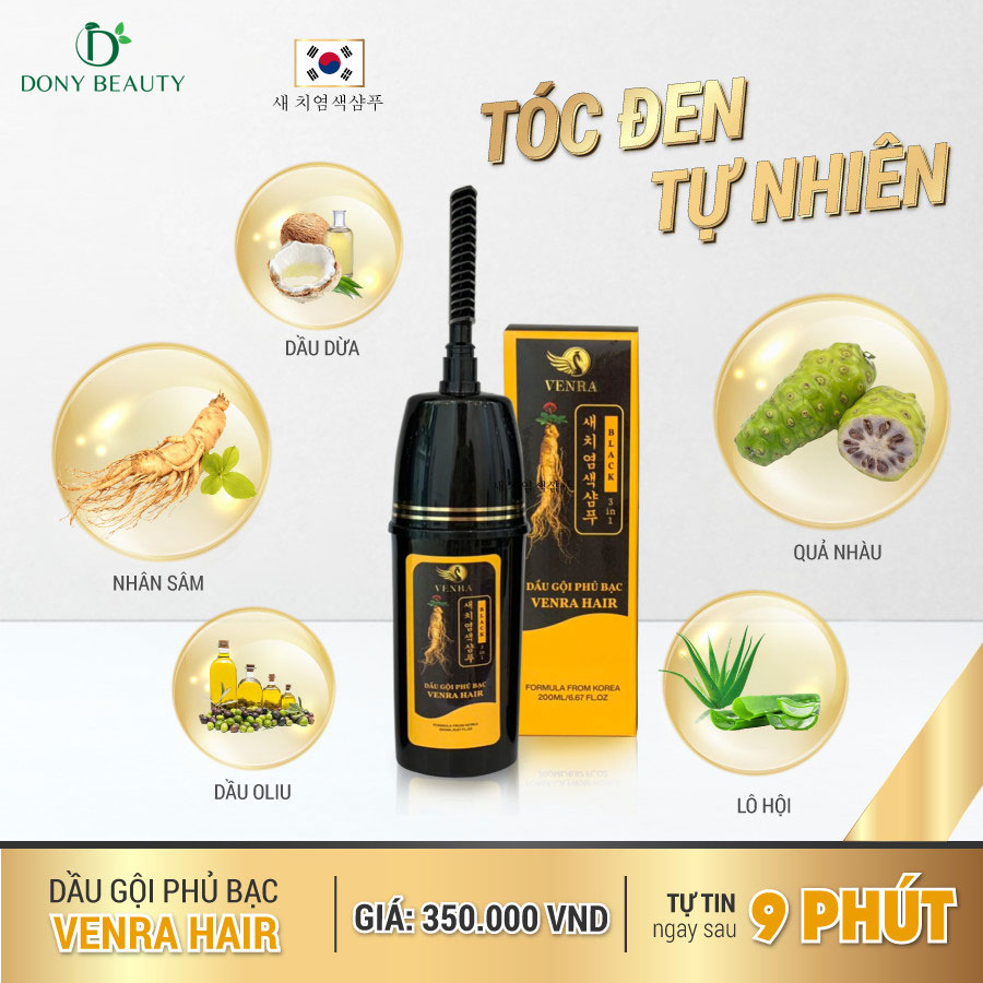 Thành phần dầu gội phủ bạc đen tóc thảo dươc Venra Hair