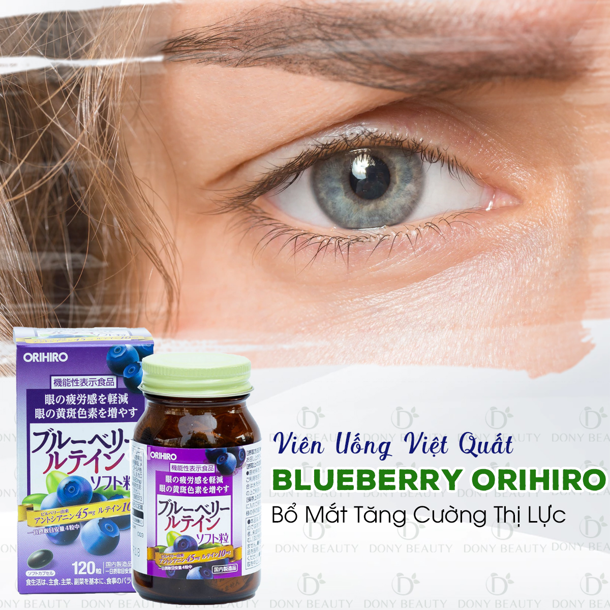 Viên Uống Bổ Mắt, Tăng Cường Thị Lực Việt Quất Blueberry Orihiro 120 Viên