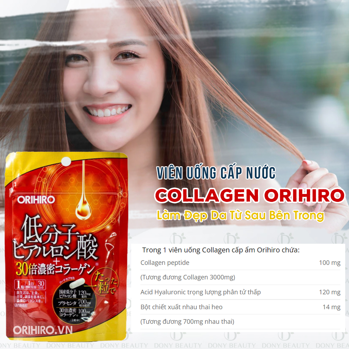 Viên uống Collagen cấp nước Orihiro 30 viên