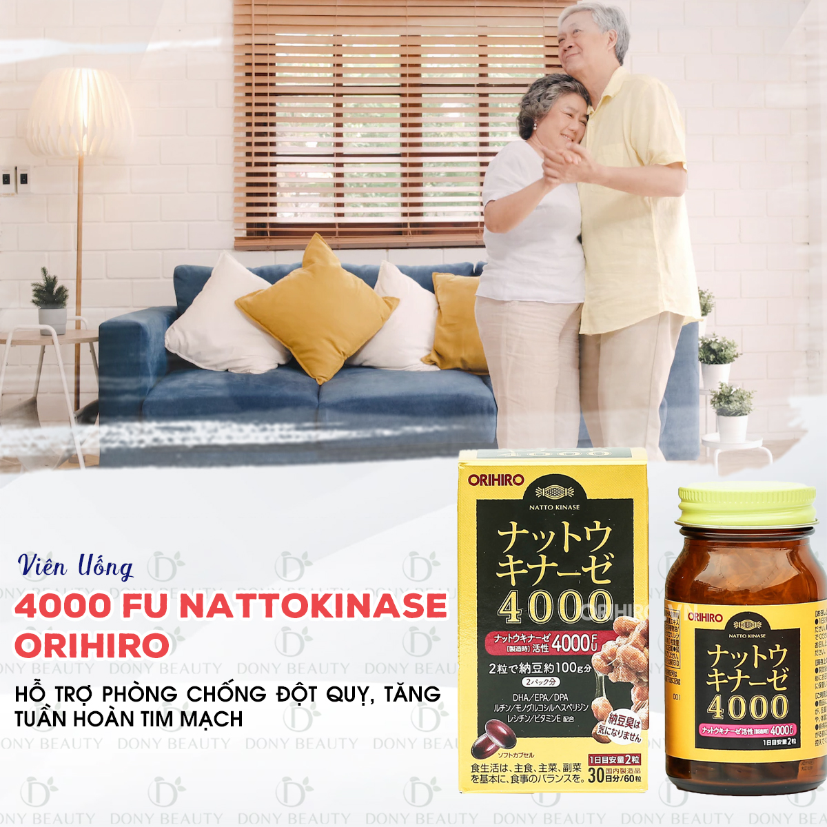 TPCN viên uống hỗ trợ phòng chống đột quỵ 4000 FU Nattokinase Orihiro 60 viên